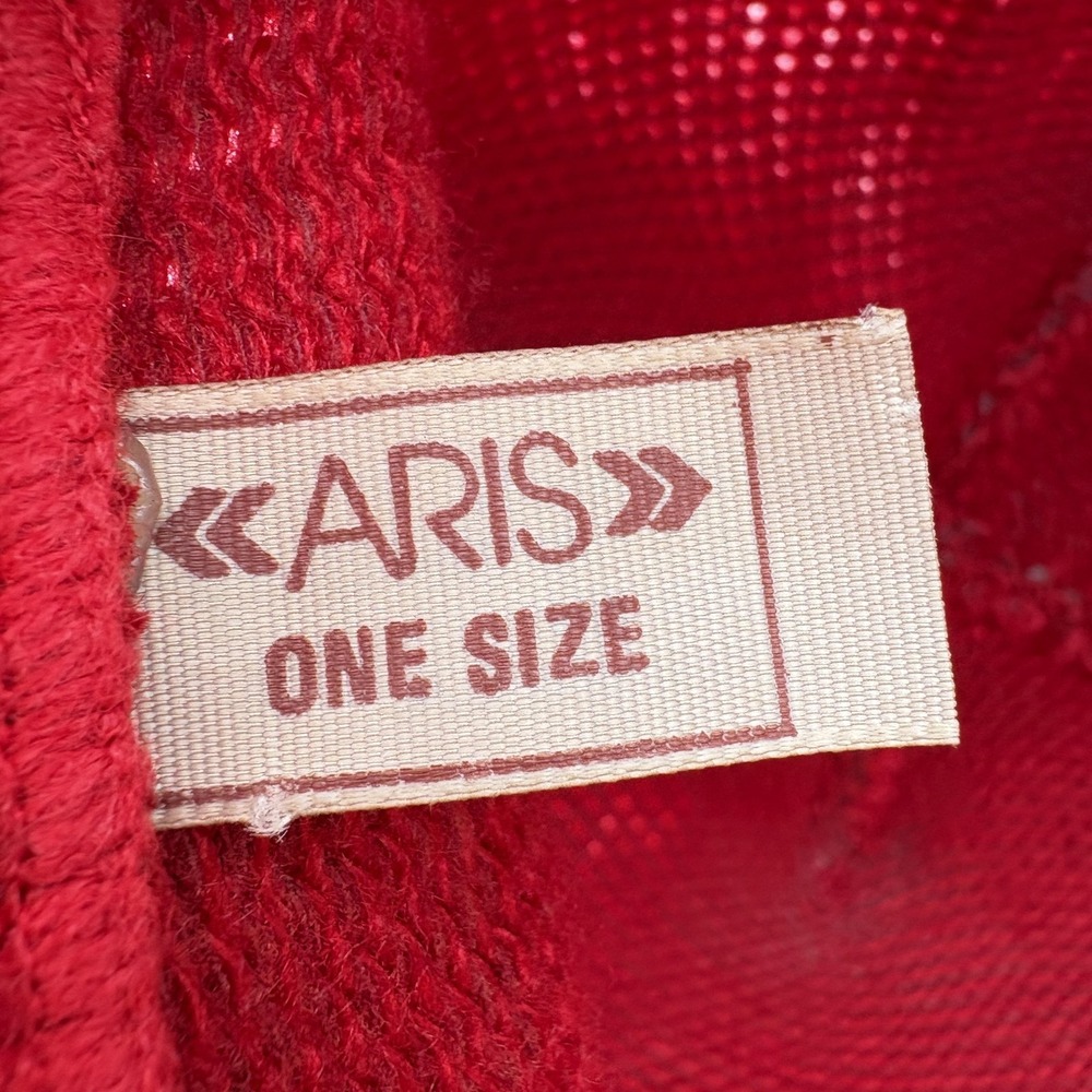 Vintage Aris Hat Womens One Size Red Knit Fedora Stretch Made USA Winter - Picture 4 of 5